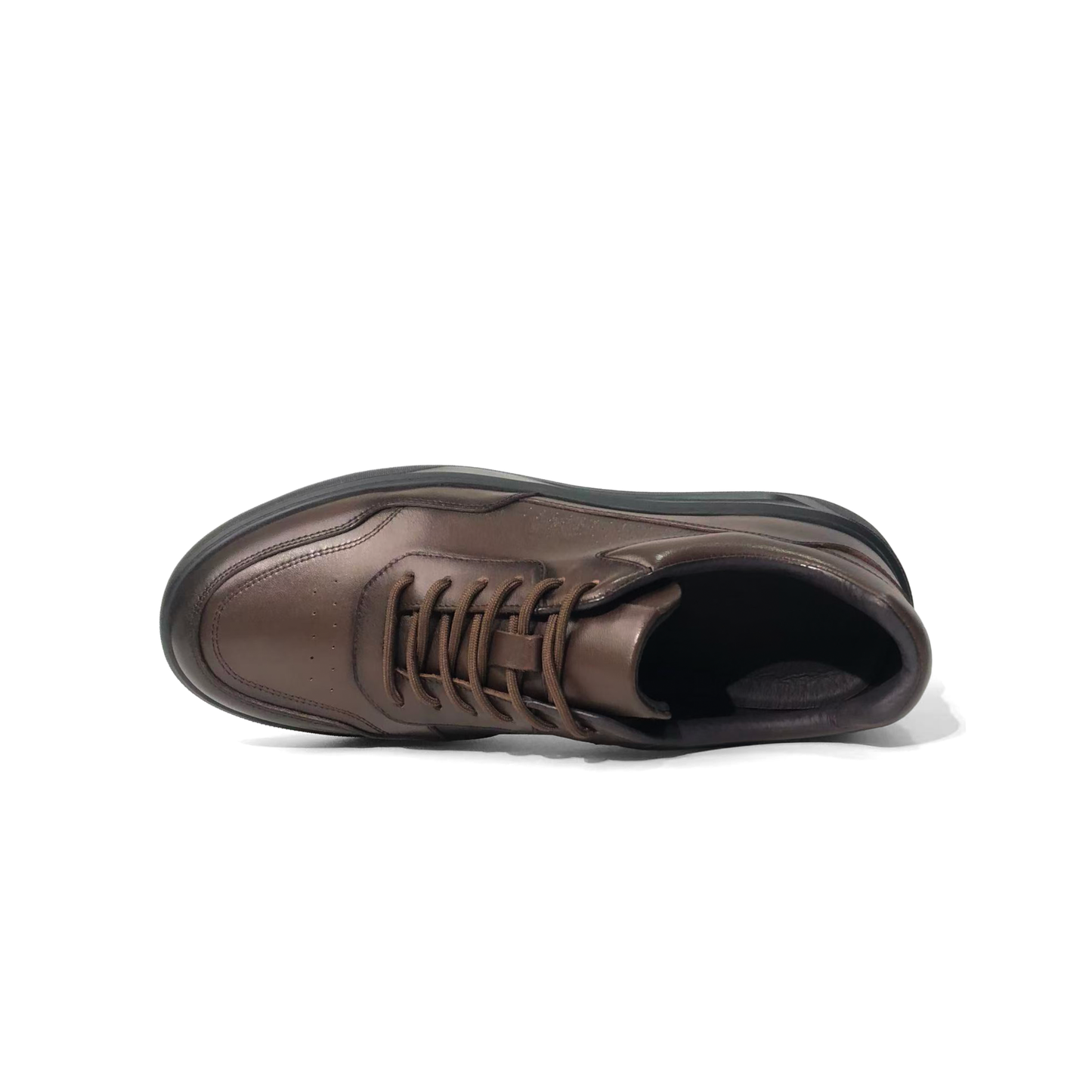 LAILE Smooth Full Grain Leather Platform Business Sneakers