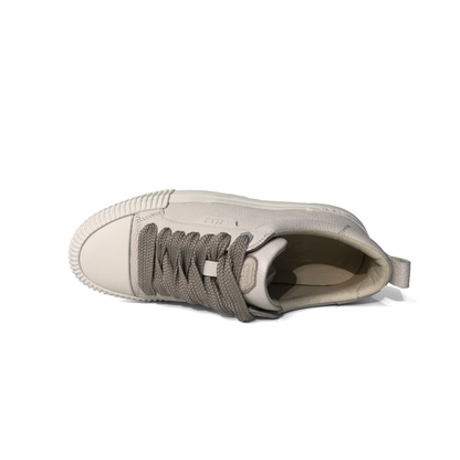 LAILE Pebble Grain Leather Ribbed Shell Toe Platform Skate Sneakers
