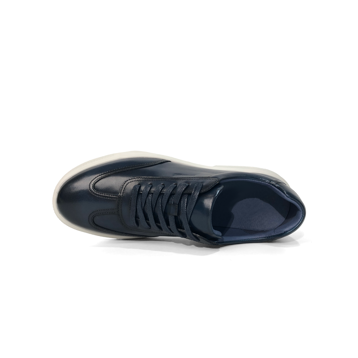 LAILE Burnished Full Grain Leather Low Platform Business Sneakers