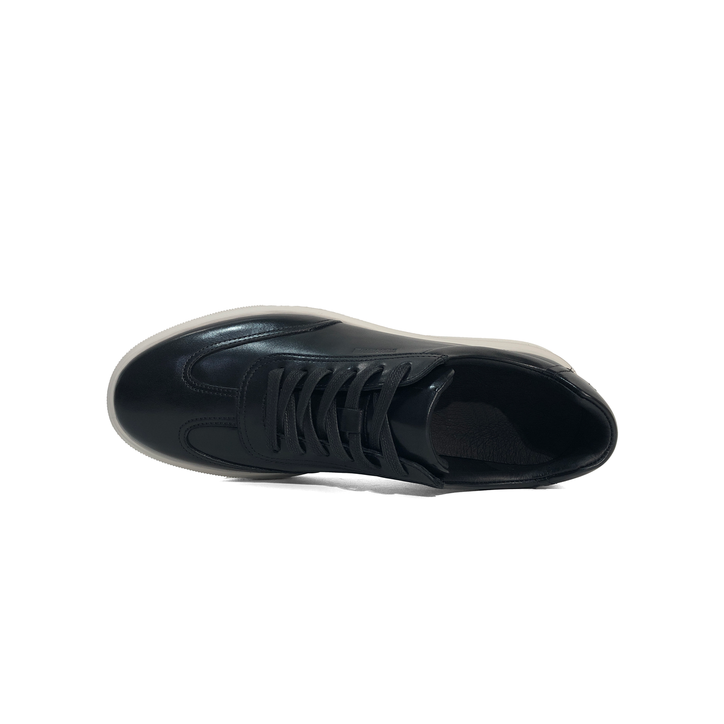 LAILE Burnished Full Grain Leather Low Platform Business Sneakers