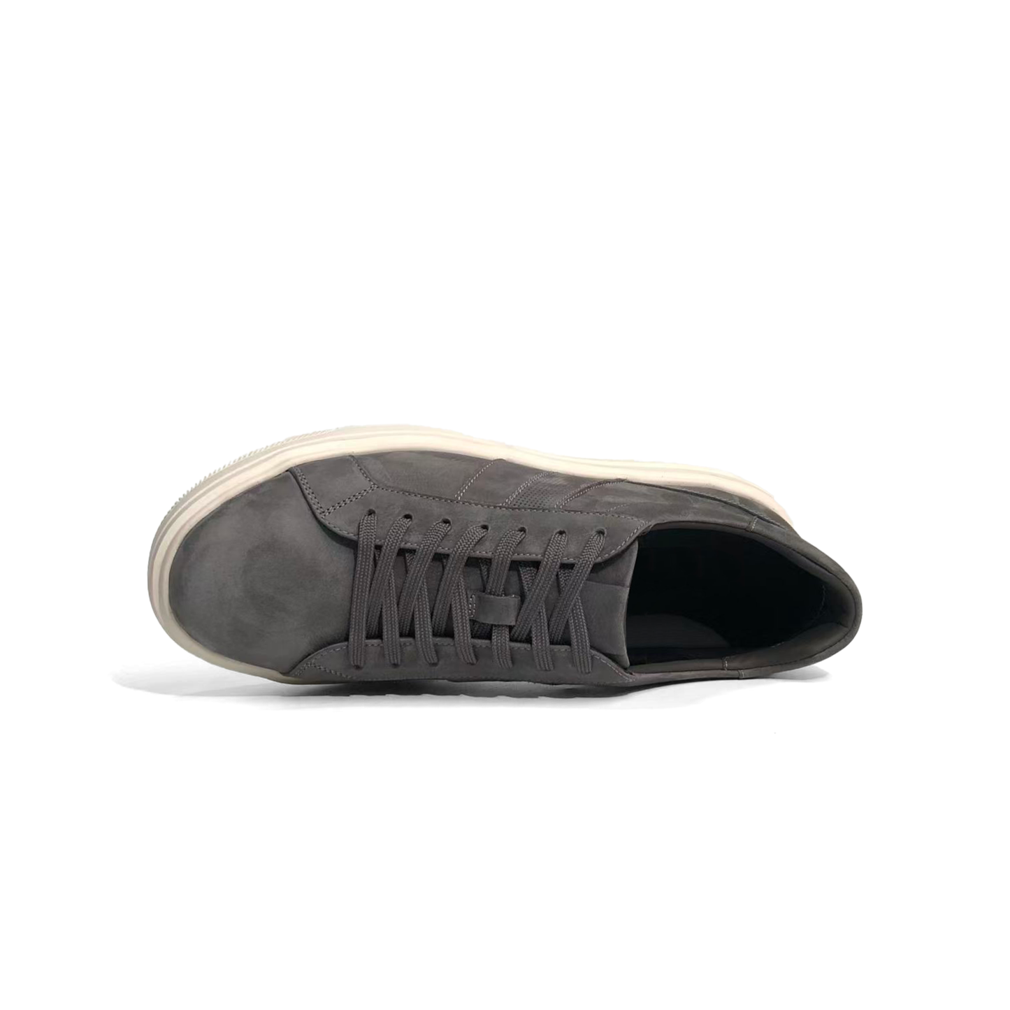 LAILE Matte Nubuck Perforated Stripe Platform Skate Sneakers