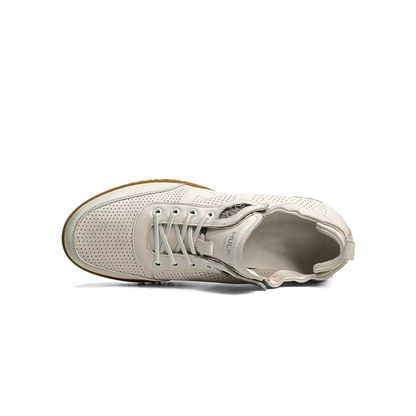LAILE Full Micro Perforated Leather Toggle Quick Lace Retro Gum Sole Trainers