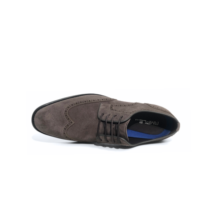 LAILE Matte Nubuck Suede Full Brogue Wingtip Oxford Dress Shoes