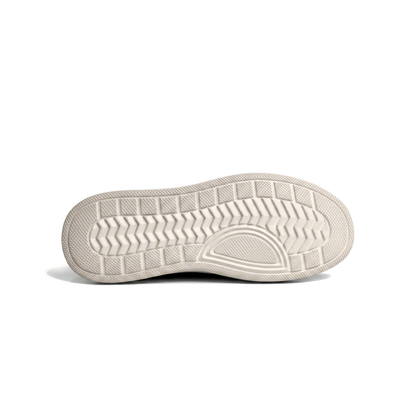 LAILE Matte Nubuck Perforated Stripe Platform Skate Sneakers