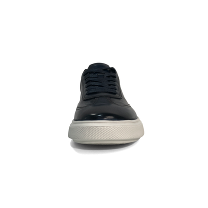 LAILE Burnished Full Grain Leather Low Platform Business Sneakers
