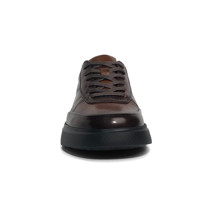 LAILE Hand Gradient Burnished Multi-Split Panel Platform Business Sneakers