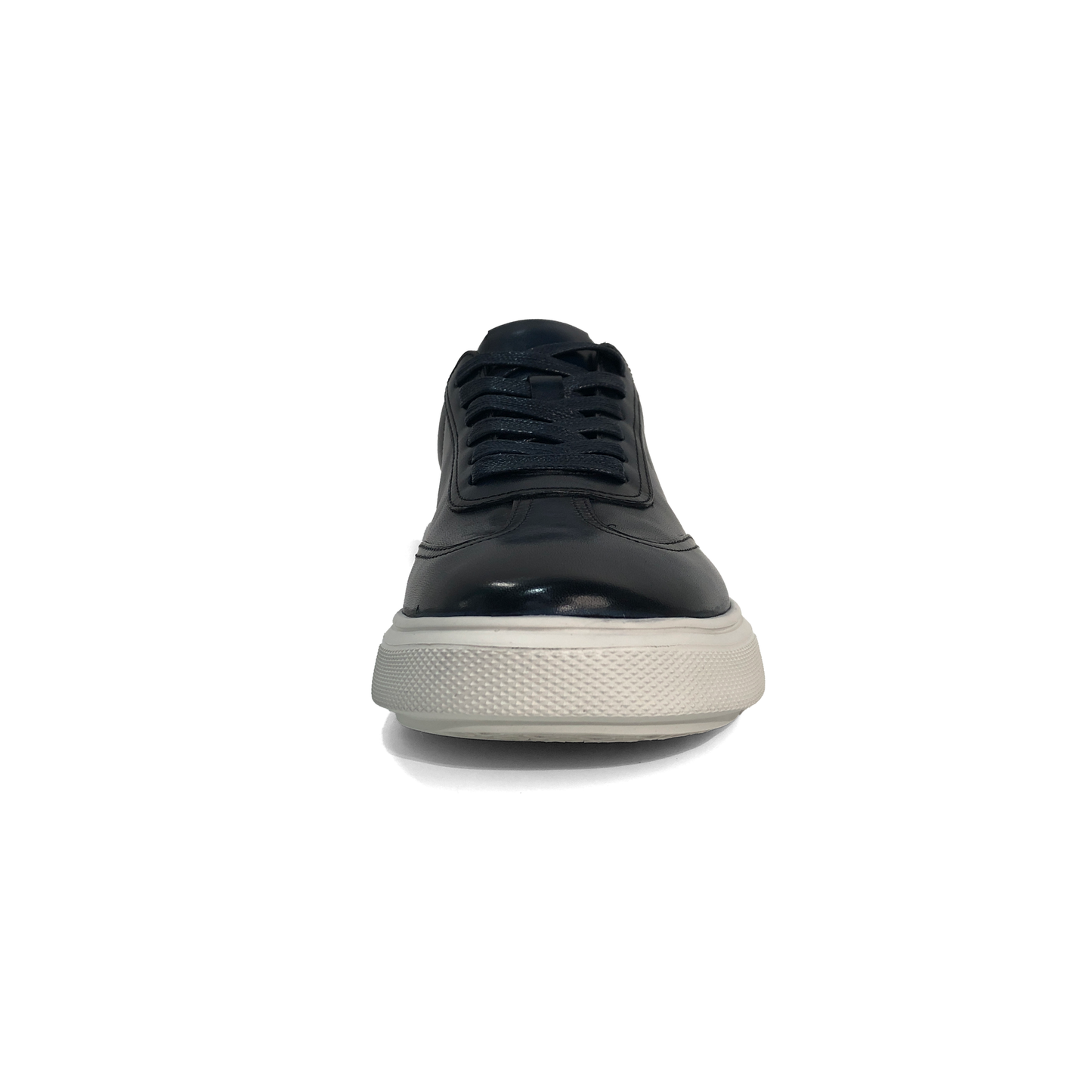LAILE Burnished Full Grain Leather Low Platform Business Sneakers