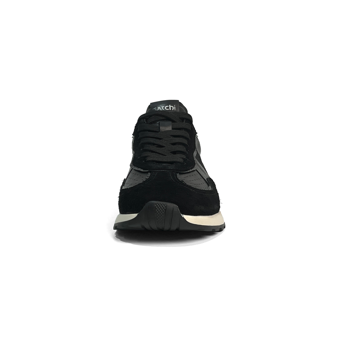LAILE Multi-Material Perforated Retro Flat Platform Trainers