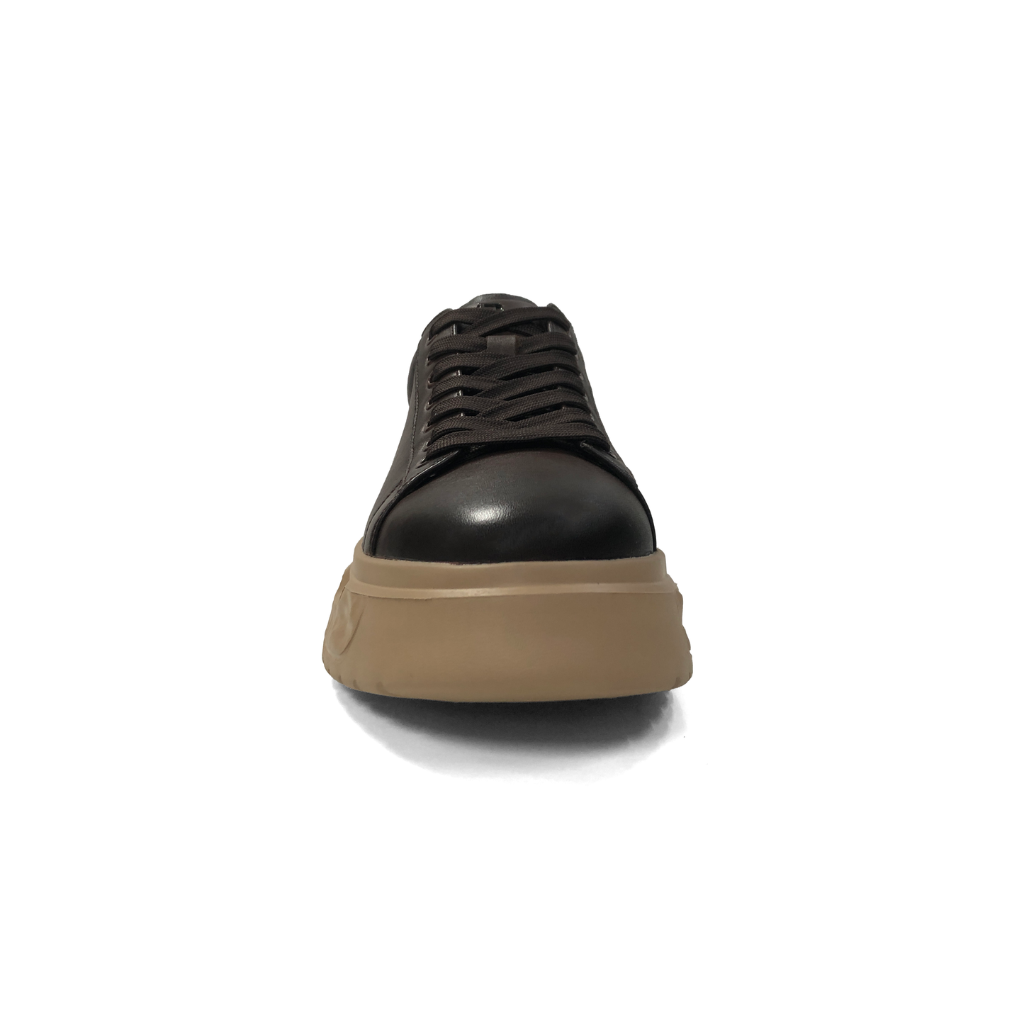 LAILE Full Grain Polished Leather Wavy Sculpted Platform Skate Sneakers