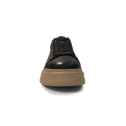 LAILE Full Grain Polished Leather Wavy Sculpted Platform Skate Sneakers