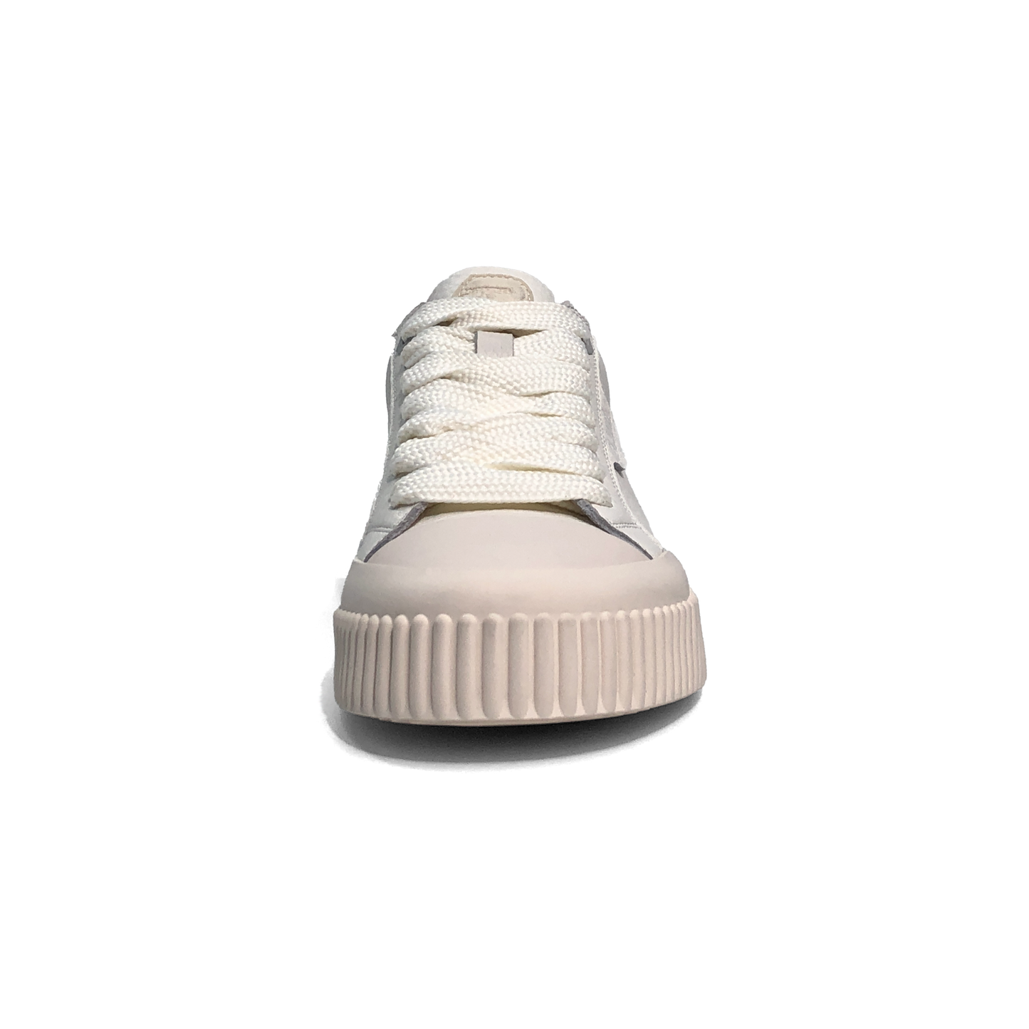 LAILE Pebble Grain Leather Ribbed Shell Toe Platform Skate Sneakers