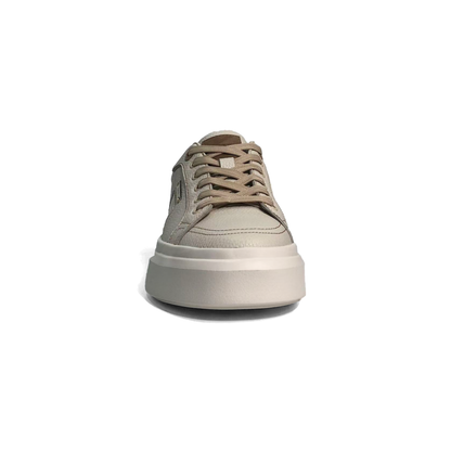 LAILE Pebble Grain Leather & Woven Fabric Hybrid Platform Skate Sneakers