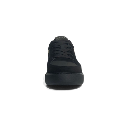 LAILE Multi-Panel Leather Mesh Platform Court Sneakers