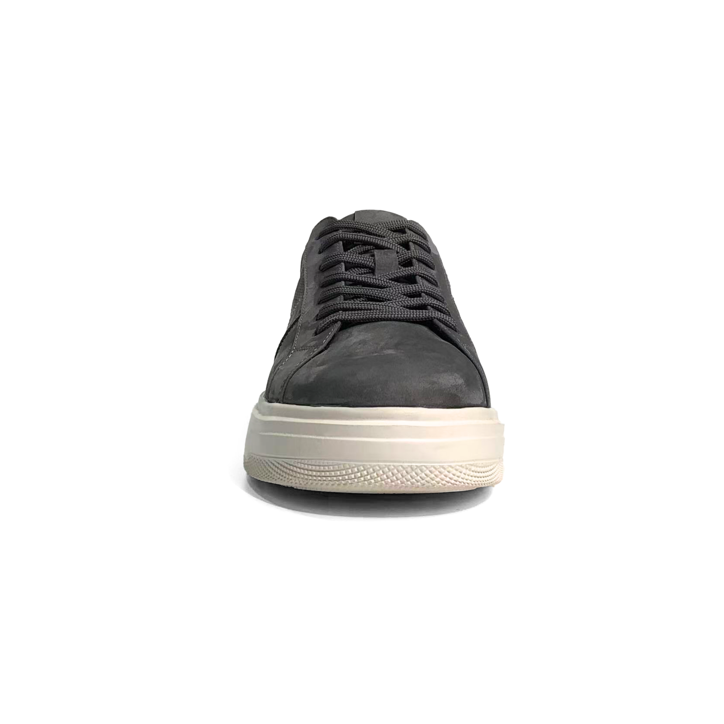 LAILE Matte Nubuck Perforated Stripe Platform Skate Sneakers