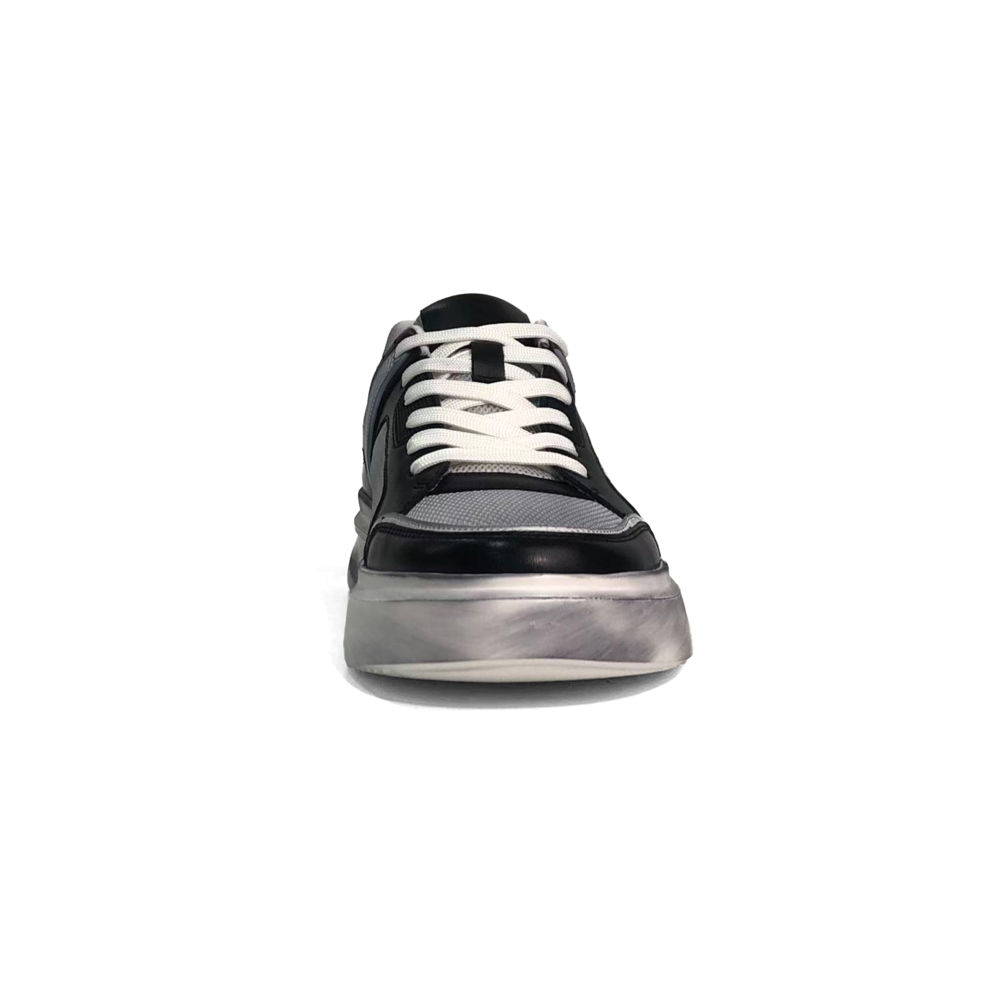 LAILE Mixed Mesh & Smooth Leather Platform Skate Sneakers