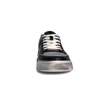 LAILE Mixed Mesh & Smooth Leather Platform Skate Sneakers