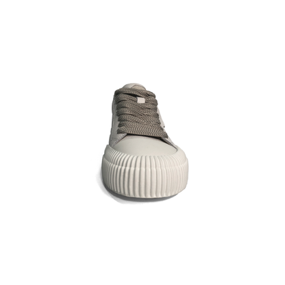 LAILE Pebble Grain Leather Ribbed Shell Toe Platform Skate Sneakers