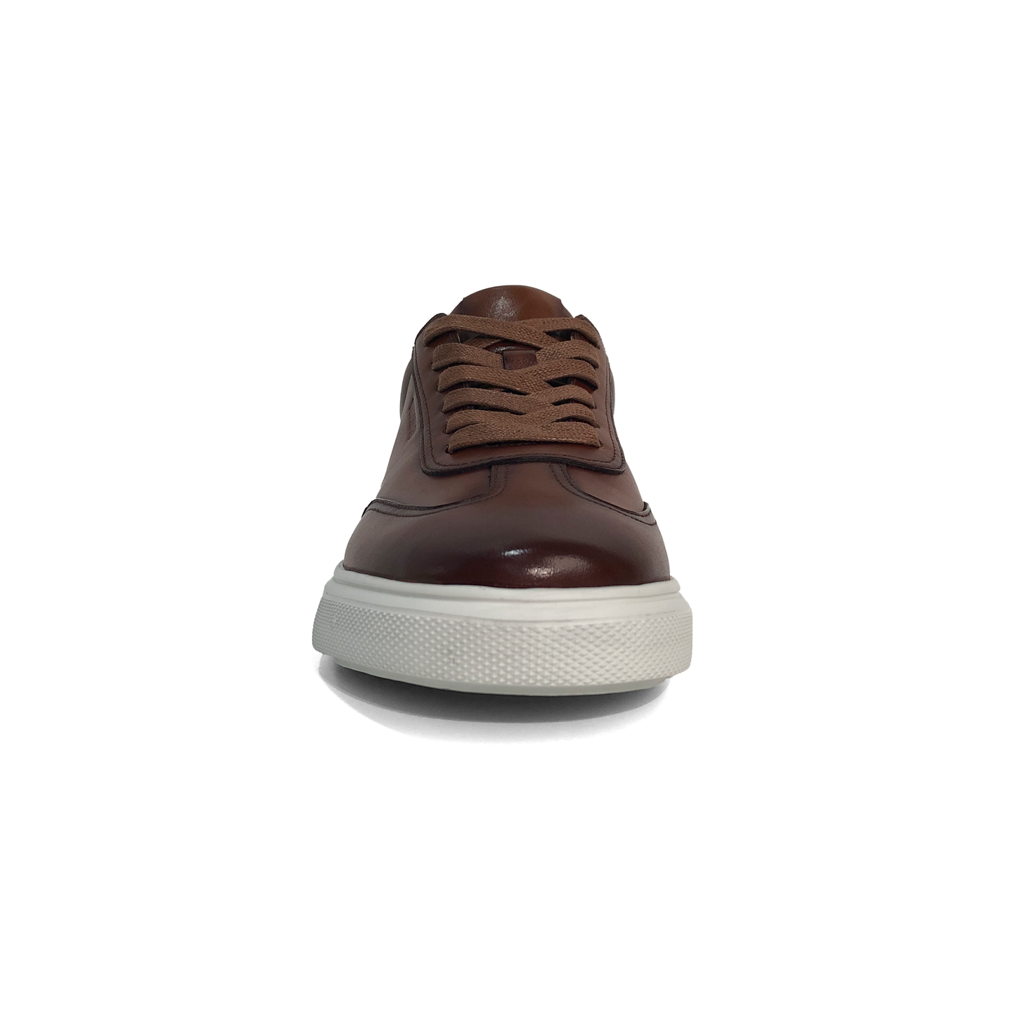 LAILE Burnished Full Grain Leather Low Platform Business Sneakers