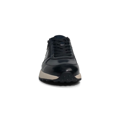 LAILE Two-Tone Burnished Leather Side Zip Wedge Retro Trainers