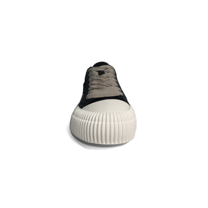 LAILE Pebble Grain Leather Ribbed Shell Toe Platform Skate Sneakers