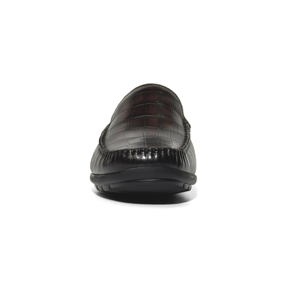 LAILE Full Grain Croc Print Leather Loafers