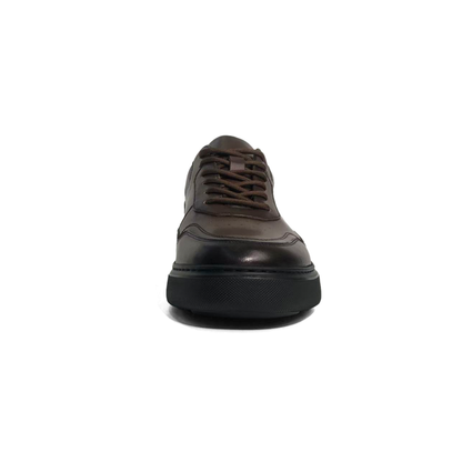 LAILE Smooth Full Grain Leather Platform Business Sneakers