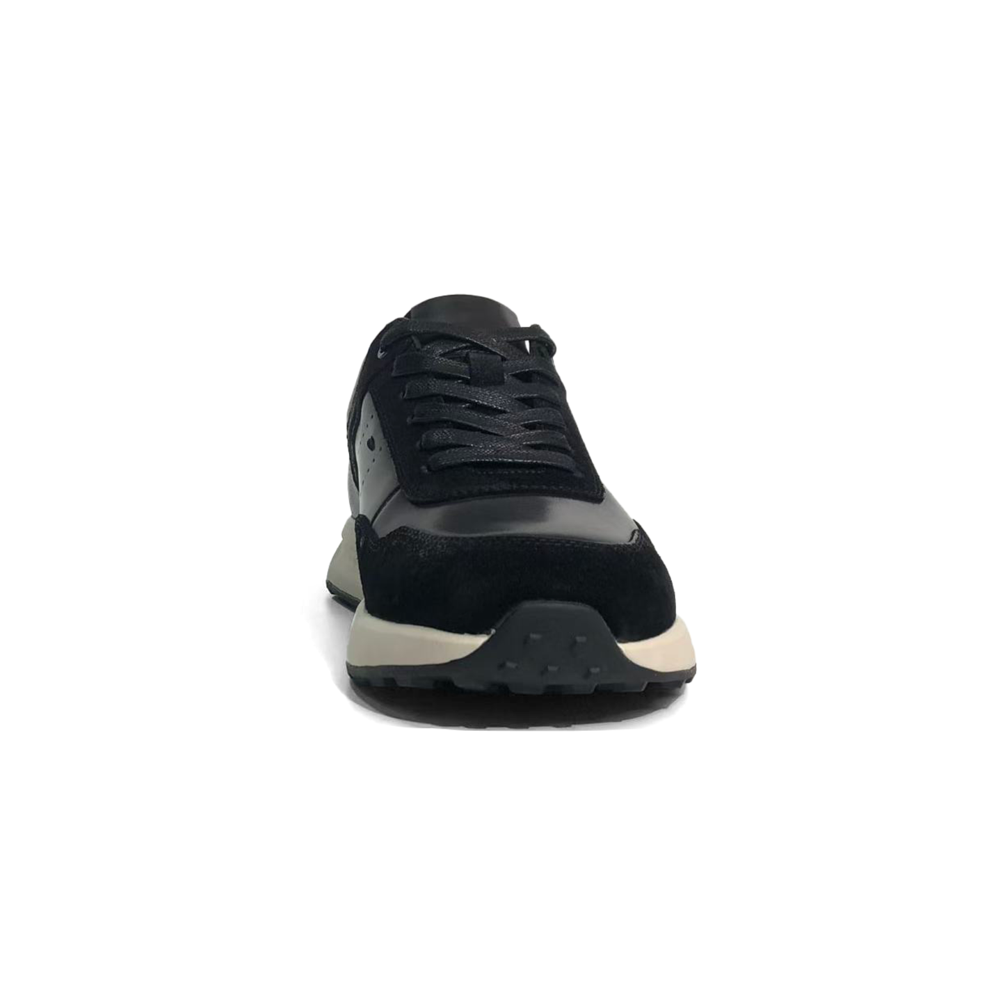 LAILE Hybrid Gloss Leather & Matte Nubuck Retro Runner Trainers
