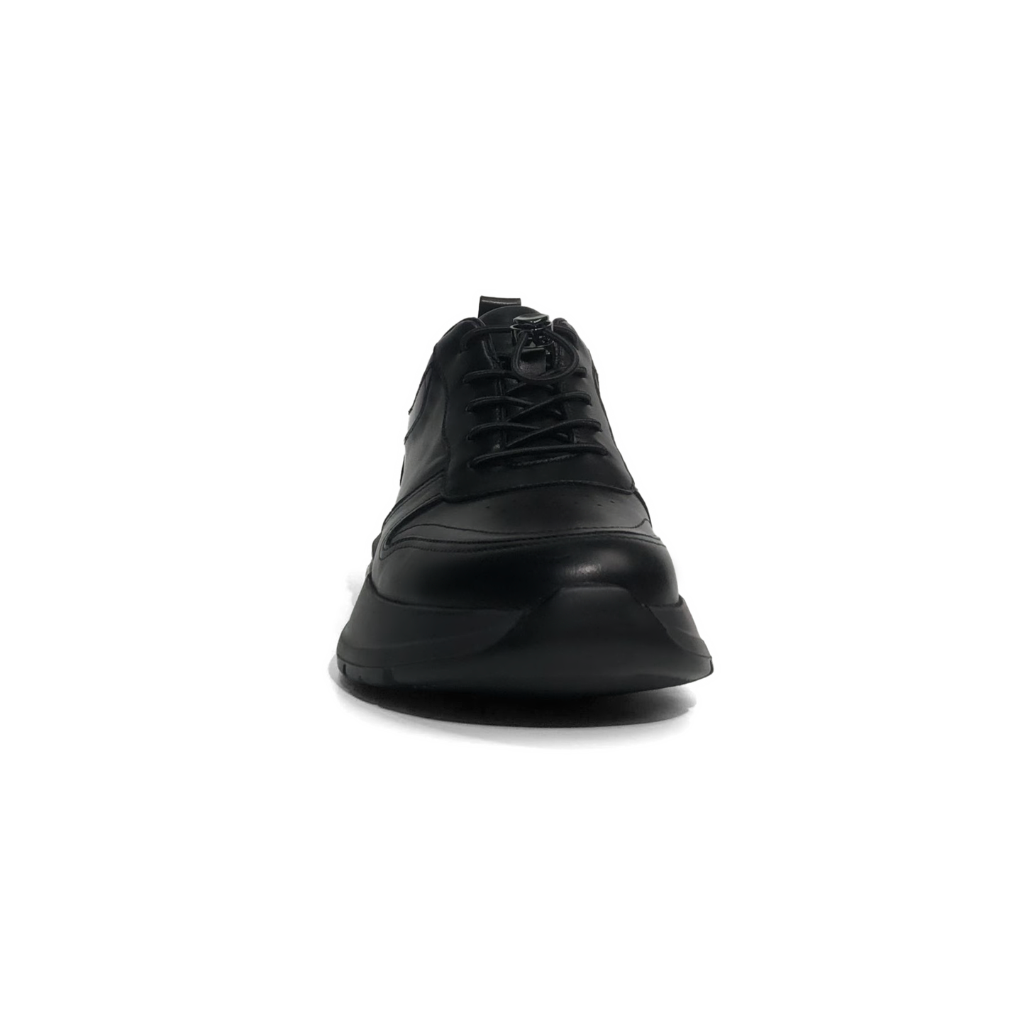 LAILE Black Full Grain Leather Air Cushion Platform Sneakers