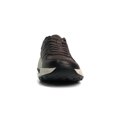 LAILE Dual Texture Pebble & Smooth Leather Wedge Platform Business Trainers