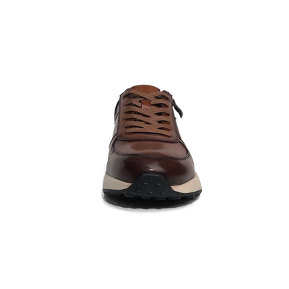 LAILE Two-Tone Burnished Leather Side Zip Wedge Retro Trainers