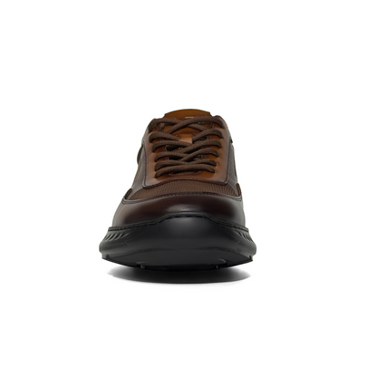 LAILE Black Warrior Casual Men's Leather Shoes, Genuine Leather and Mesh, Breathable, Comfortable, Thick Sole, Versatile