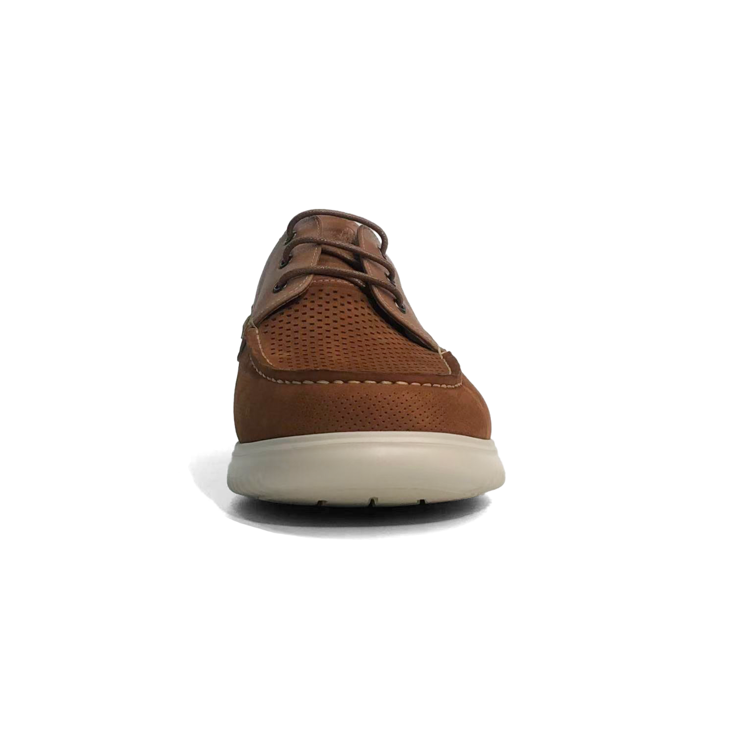 LAILE Micro Perforated Full Grain Leather Moc Toe Boat Shoes