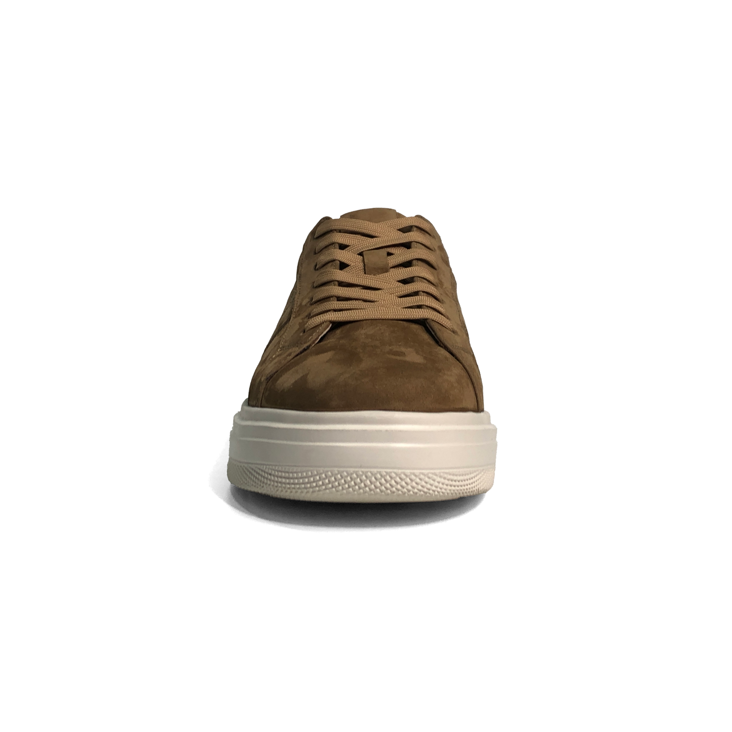 LAILE Matte Nubuck Perforated Stripe Platform Skate Sneakers