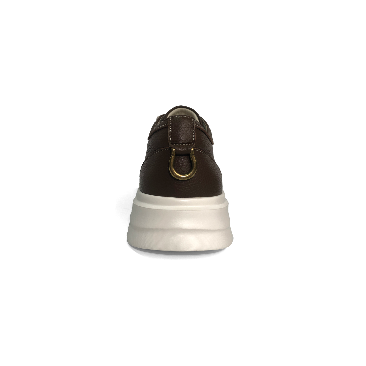 LAILE Pebble Grain Leather Contrast Shell Toe Platform Skate Sneakers