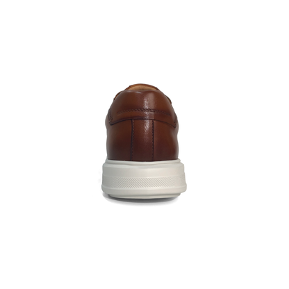 LAILE Burnished Full Grain Leather Low Platform Business Sneakers