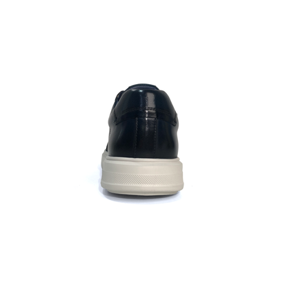 LAILE Burnished Full Grain Leather Low Platform Business Sneakers