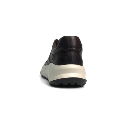 LAILE Dual Texture Pebble & Smooth Leather Wedge Platform Business Trainers