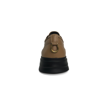 LAILE Pebble Grain Leather Contrast Shell Toe Platform Skate Sneakers