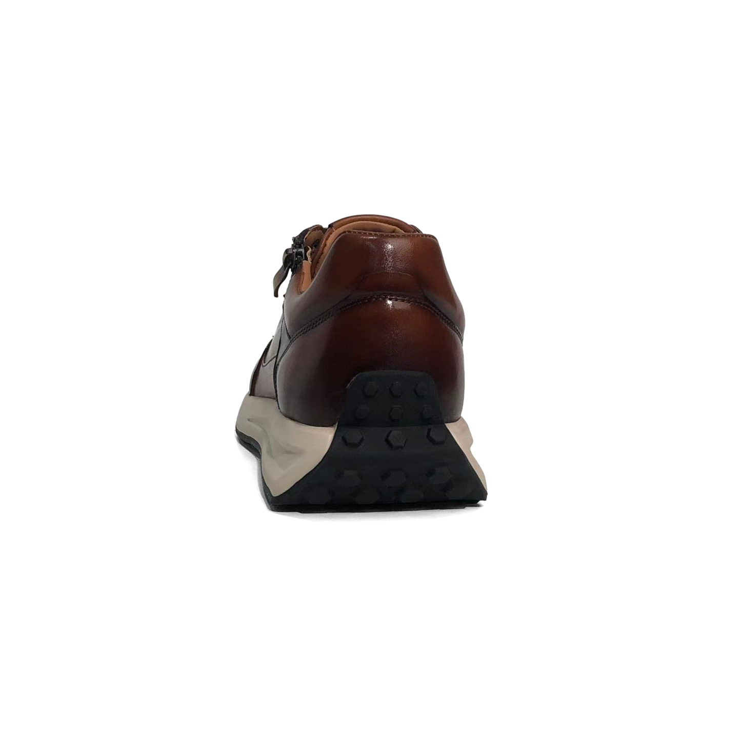 LAILE Two-Tone Burnished Leather Side Zip Wedge Retro Trainers