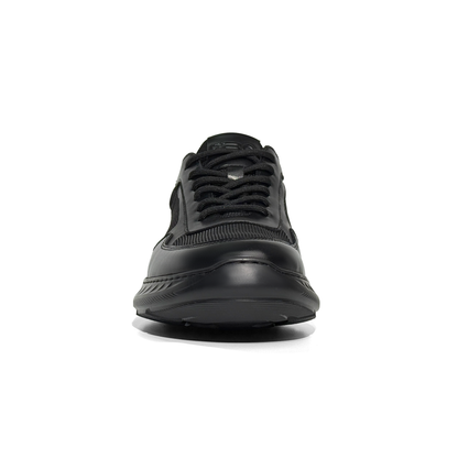 LAILE Black Warrior Casual Men's Leather Shoes, Genuine Leather and Mesh, Breathable, Comfortable, Thick Sole, Versatile