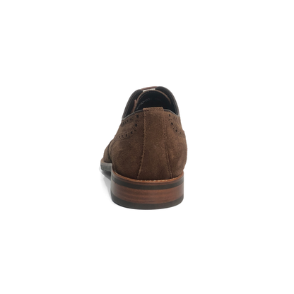 LAILE Matte Nubuck Suede Full Brogue Wingtip Oxford Dress Shoes