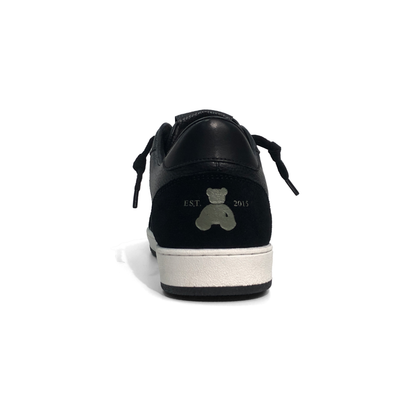 LAILE Pebble Grain Leather & Matte Nubuck Hybrid Low-Top Court Sneakers