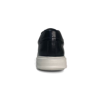 LAILE Burnished Full Grain Leather Low Platform Business Sneakers