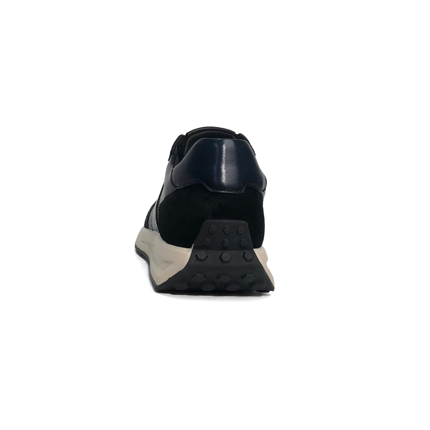 LAILE Mixed Matte Nubuck & Polished Leather Sloped Wedge Retro Trainers