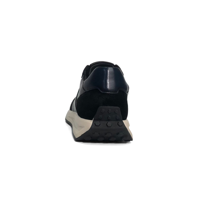 LAILE Mixed Matte Nubuck & Polished Leather Sloped Wedge Retro Trainers