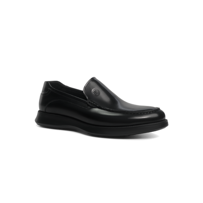LAILE Black Moc Stitch Slip-On Loafers