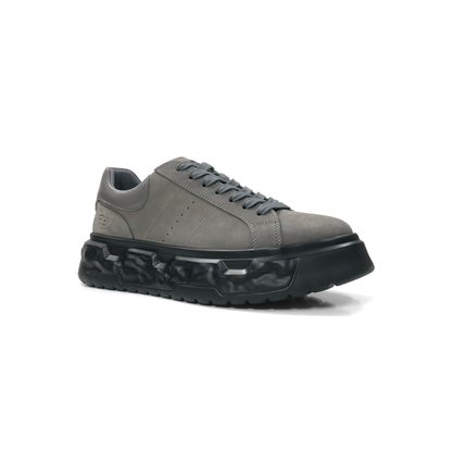 LAILE Full Grain Polished Leather Wavy Sculpted Platform Skate Sneakers
