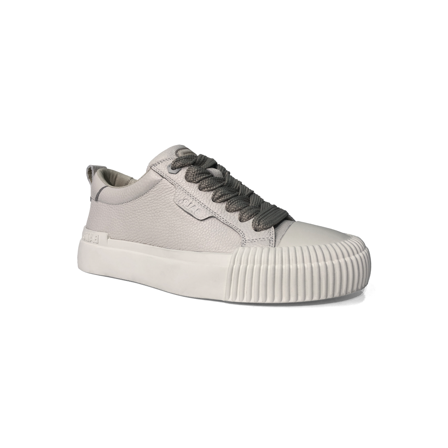 LAILE Pebble Grain Leather Ribbed Shell Toe Platform Skate Sneakers