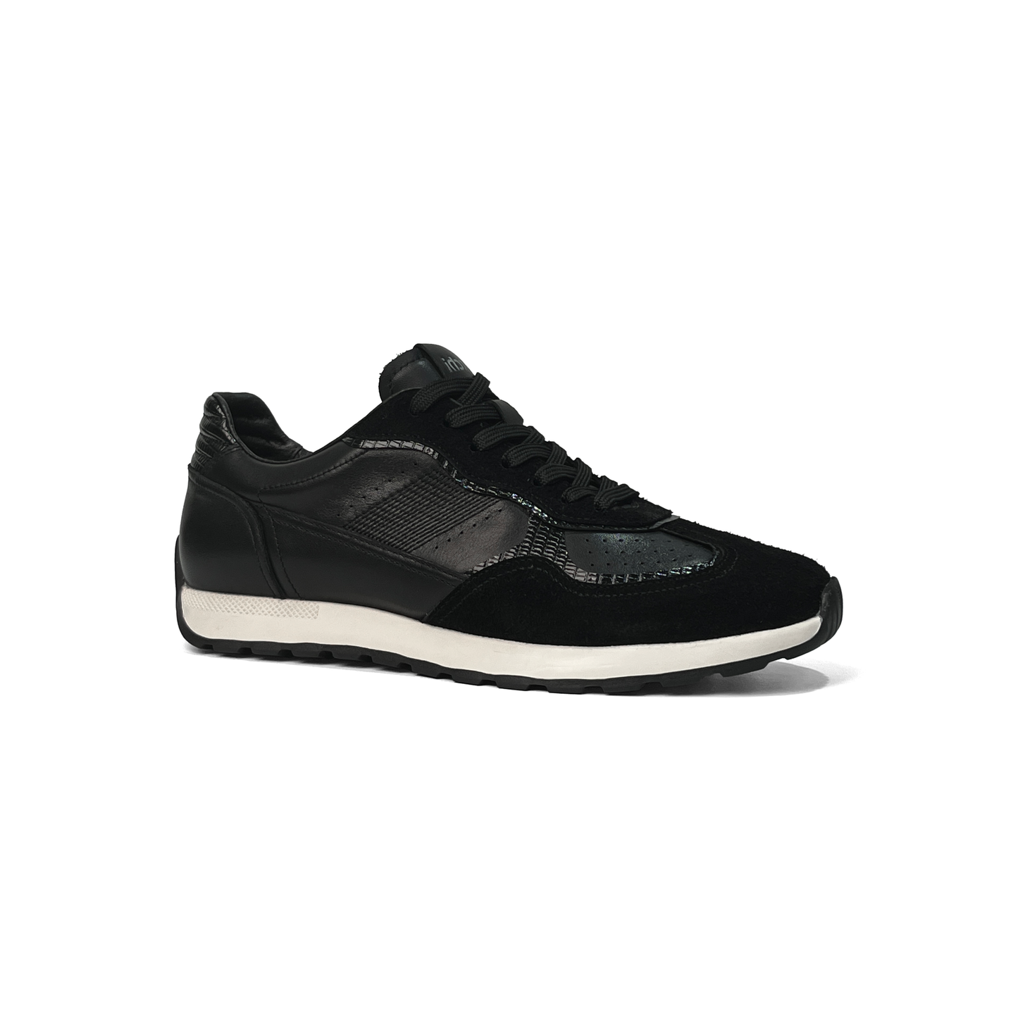 LAILE Multi-Material Perforated Retro Flat Platform Trainers