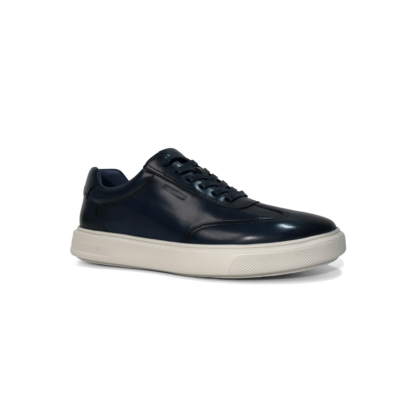 LAILE Burnished Full Grain Leather Low Platform Business Sneakers
